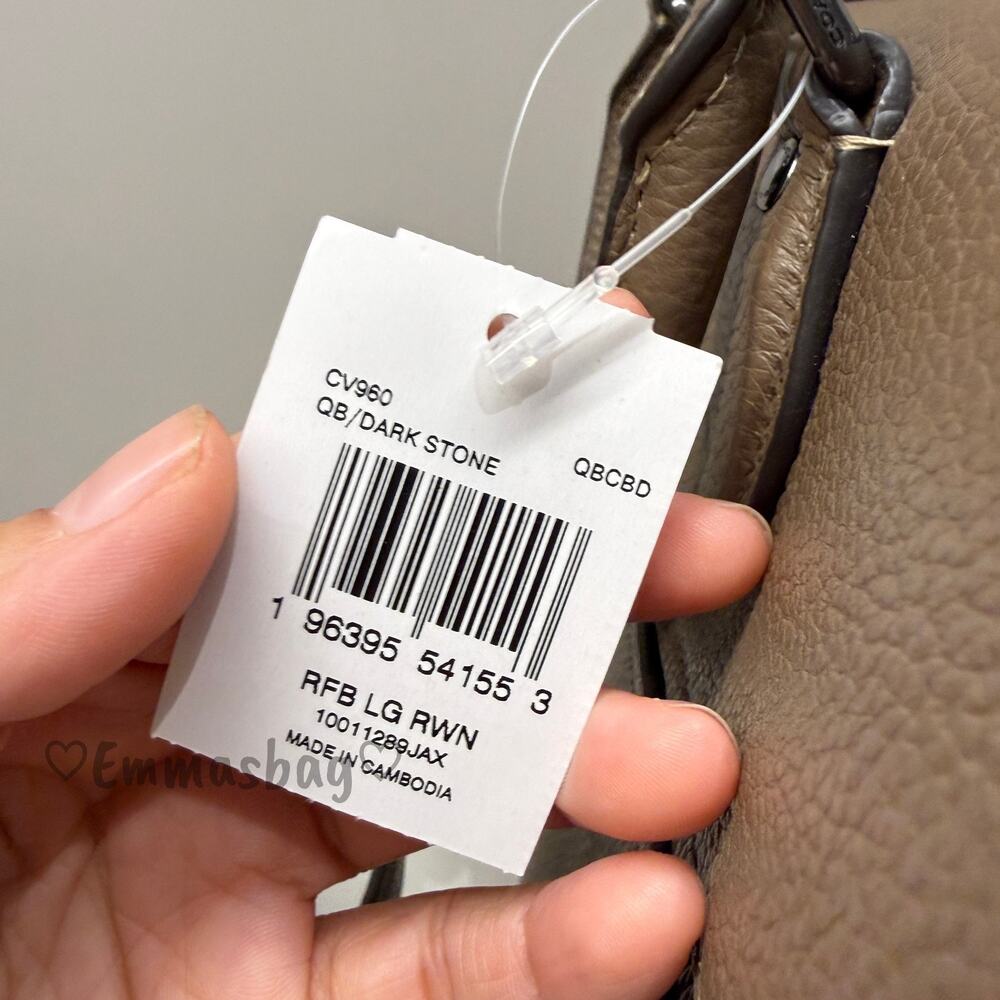 Coach Rowan Large Satchel Bag CV960 pebbled leather/Gunmetal/Dark Stone - Picture 8 of 8